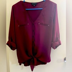 Maroon Fortune & Ivy Tie Blouse